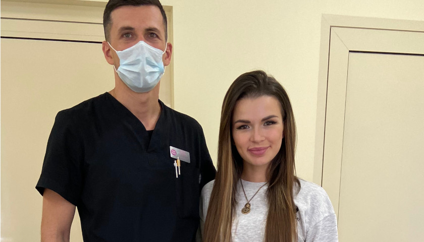 Надин Серовски - операция по удалению варикоза